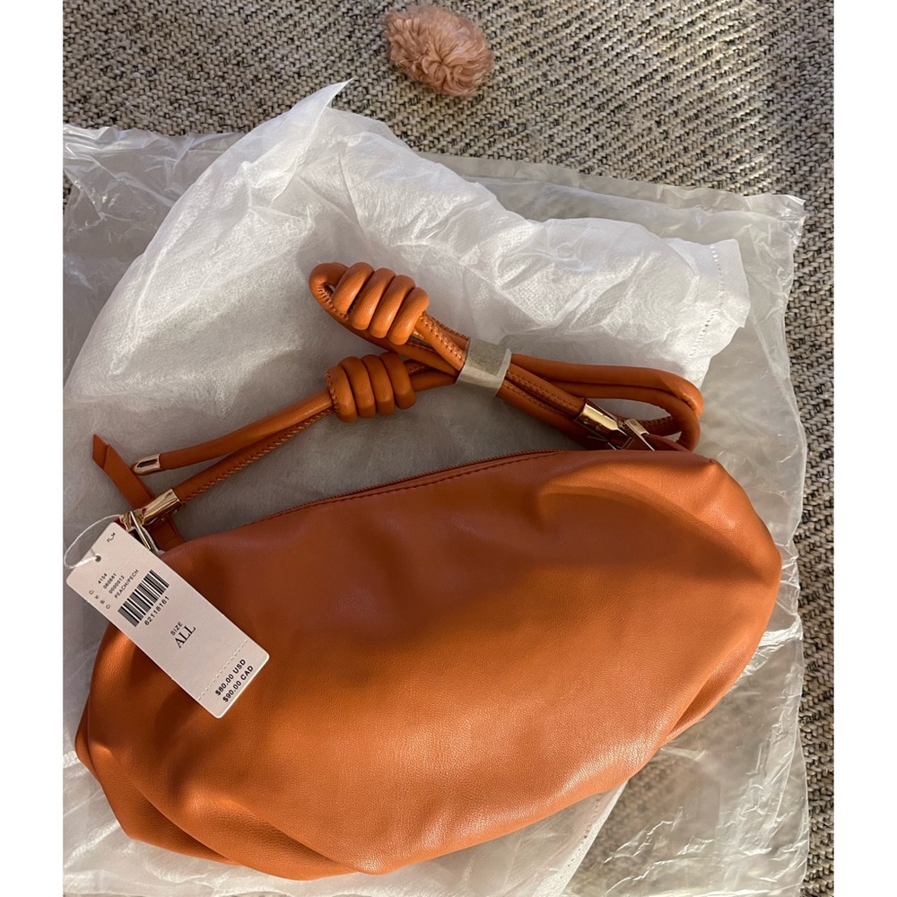 Anthropologie Sleek Knotted Crossbody Bag Peach NWT - Picture 5 of 8